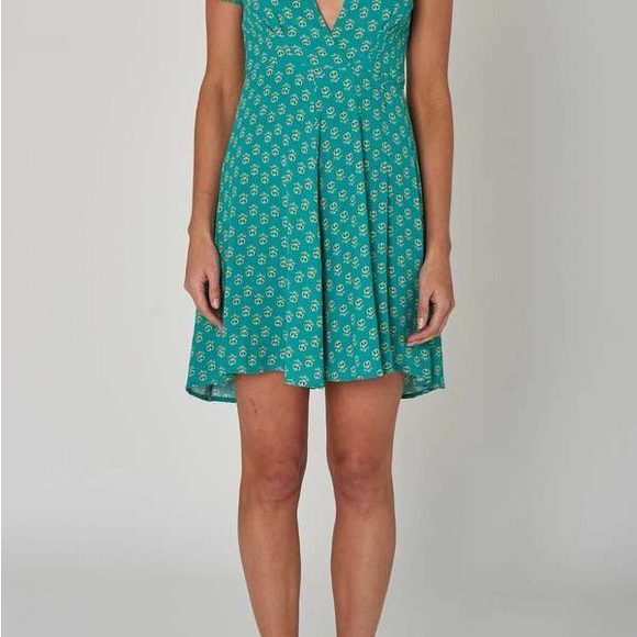 Rolla’s Cleo Emmylou Turquoise Teal Floral Print Wrap Dress Size XL - Picture 3 of 8